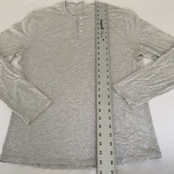 Lululemon Henley Shirt Men M Light Gray Basic Long Sleeve Classic Casual Preppy - Picture 5 of 6